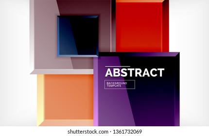 Square abstract background, glossy geometric design. Vector poster design