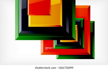 Square abstrakter Hintergrund, glänzendes geometrisches Design. Vektorplakatdesign