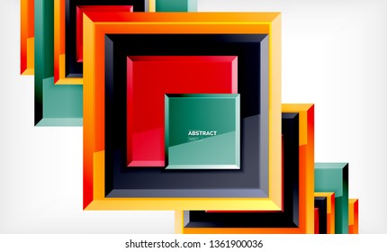Fondo abstracto cuadrado, diseño geométrico brillante. Diseño de póster vectorial