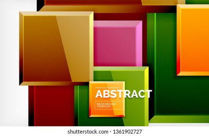 Square abstract background, glossy geometric design. Vector poster design