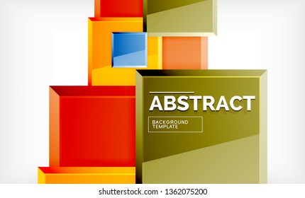 Square abstract background, glossy geometric design. Vector poster design