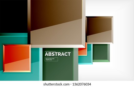 Square abstract background, glossy geometric design. Vector poster design