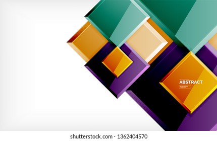 Square abstrakter Hintergrund, glänzendes geometrisches Design. Vektorplakatdesign
