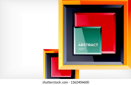Square abstract background, glossy geometric design. Vector poster design