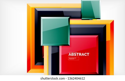 Fondo abstracto cuadrado, diseño geométrico brillante. Diseño de póster vectorial