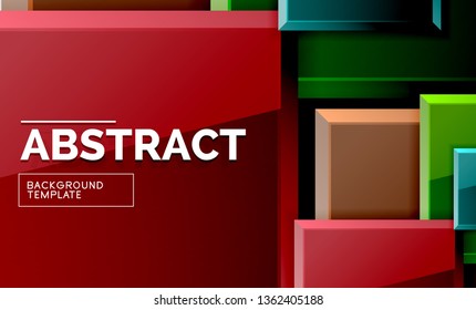 Square abstract background, glossy geometric design. Vector poster design