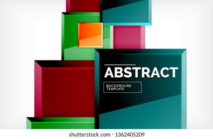 Square abstract background, glossy geometric design. Vector poster design