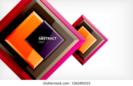 Square abstract background, glossy geometric design. Vector poster design