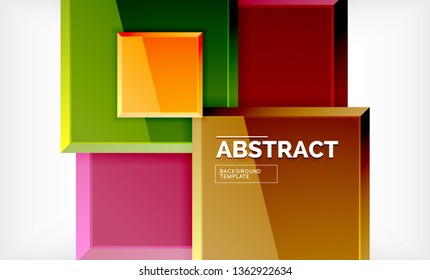 Square abstract background, glossy geometric design. Vector poster design