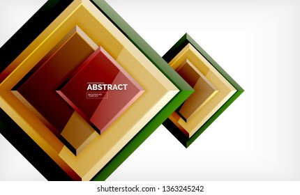 Square abstrakter Hintergrund, glänzendes geometrisches Design. Vektorplakatdesign