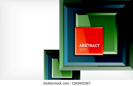 Square abstract background, glossy geometric design. Vector poster design