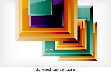 Square abstract background, glossy geometric design. Vector poster design