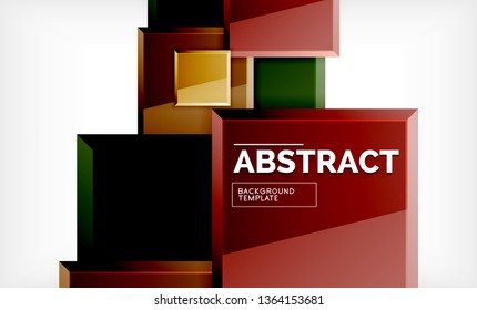 Square abstract background, glossy geometric design. Vector poster design