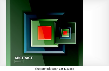 Square abstract background, glossy geometric design. Vector poster design
