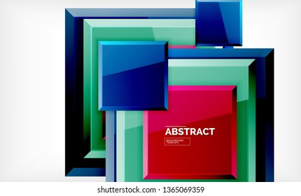 Square abstract background, glossy geometric design. Vector poster design