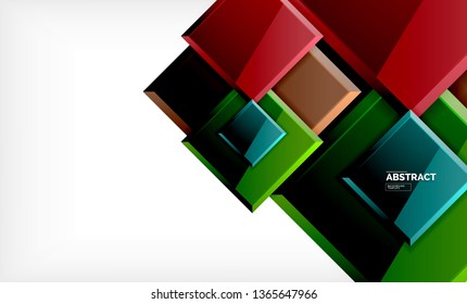 Square abstract background, glossy geometric design. Vector poster design