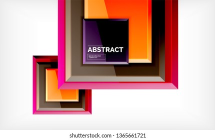 Square abstract background, glossy geometric design. Vector poster design