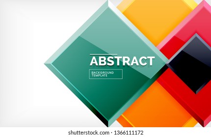 Square abstract background, glossy geometric design. Vector poster design