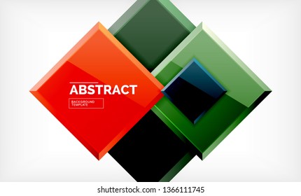 Square abstract background, glossy geometric design. Vector poster design