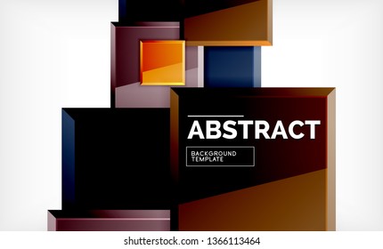 Square abstrakter Hintergrund, glänzendes geometrisches Design. Vektorplakatdesign