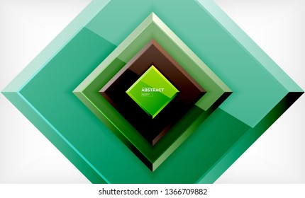 Square abstract background, glossy geometric design. Vector poster design