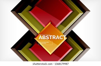 Square abstract background, glossy geometric design. Vector poster design