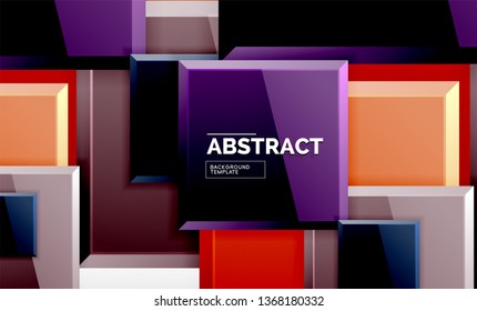 Square abstract background, glossy geometric design. Vector poster design