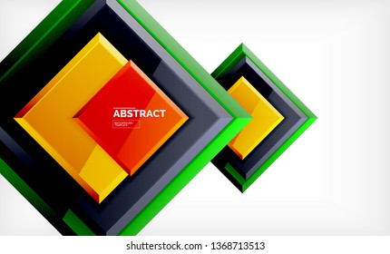 Square abstract background, glossy geometric design. Vector poster design