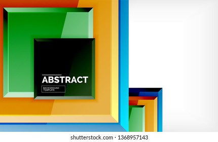 Square abstract background, glossy geometric design. Vector poster design