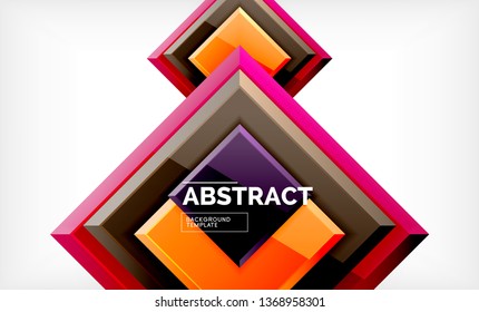 Square abstract background, glossy geometric design. Vector poster design