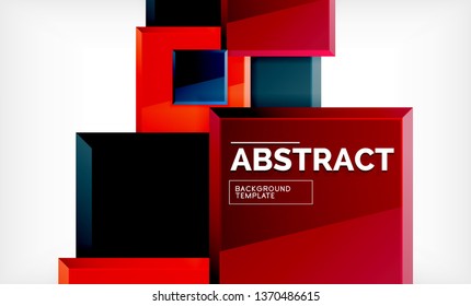 Square abstract background, glossy geometric design. Vector poster design