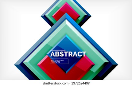 Square abstract background, glossy geometric design. Vector poster design