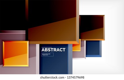 Square abstract background, glossy geometric design. Vector poster design