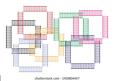 square abstract background with hearts, leaves, rhombus. colorful. poker