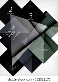 Square abstract background with option elements, paper design style with glossy effects and shadows. Vector illustration