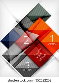 Square abstract background with option elements, paper design style with glossy effects and shadows. Vector illustration