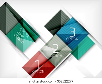 Square abstract background with option elements, paper design style with glossy effects and shadows. Vector illustration