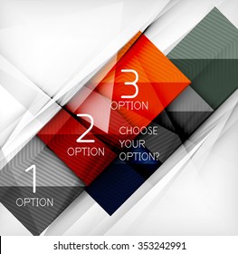 Square abstract background with option elements, paper design style with glossy effects and shadows. Vector illustration