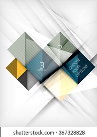 Square abstract background with option elements, paper design style glossy effects and shadows