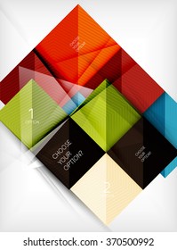 Square abstract background with option elements, paper design style glossy effects and shadows