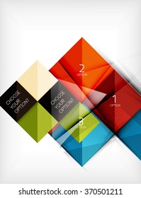 Square abstract background with option elements, paper design style glossy effects and shadows