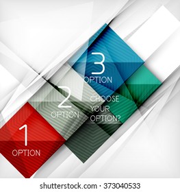 Square abstract background with option elements, paper design style glossy effects and shadows