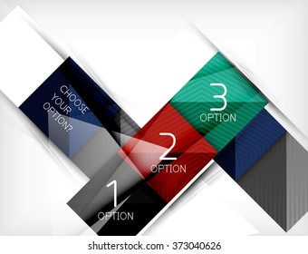 Square abstract background with option elements, paper design style glossy effects and shadows