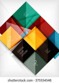 Square abstract background with option elements, paper design style glossy effects and shadows