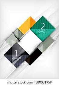 Square abstract background with option elements, paper design style glossy effects and shadows