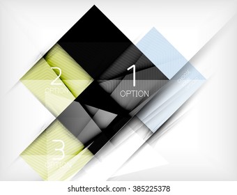 Square abstract background with option elements, paper design style glossy effects and shadows