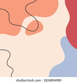 Square abstract background with organic shapes drawn by hand. Modern vector illustration.