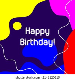Square abstract background with text Happy Birthday! Bright vector illustration.