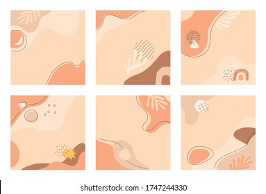 Square abstract backgrounds set in terracotta shades for web, app design, blogs, corporate identity materials. Vector scalable art.