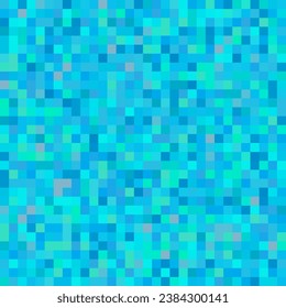 Textura de agua de píxel azul abstracto cuadrado con vaciado. Ilustración vectorial de 16 bits del mar, la piscina o el océano